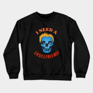 SKULLFRIEND -2- Skull with Yellow Hair | Dead Horror | Happy Halloween | Funny Halloween | Halloween Costume Crewneck Sweatshirt